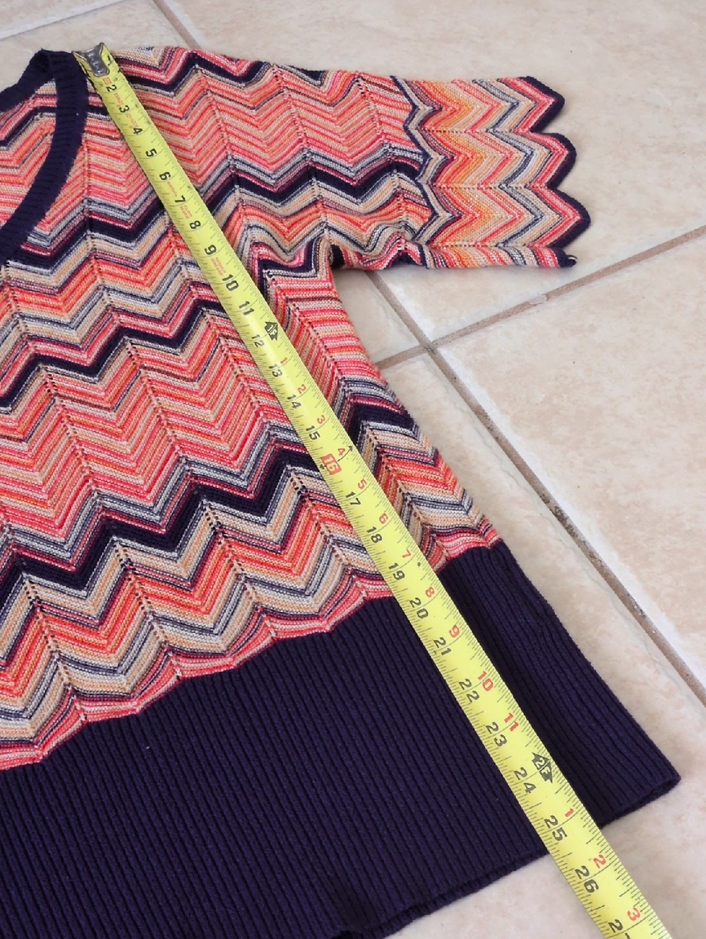 Outback Red Chevron Print Knit Top Sweater Size Medium - Picture 2 of 5